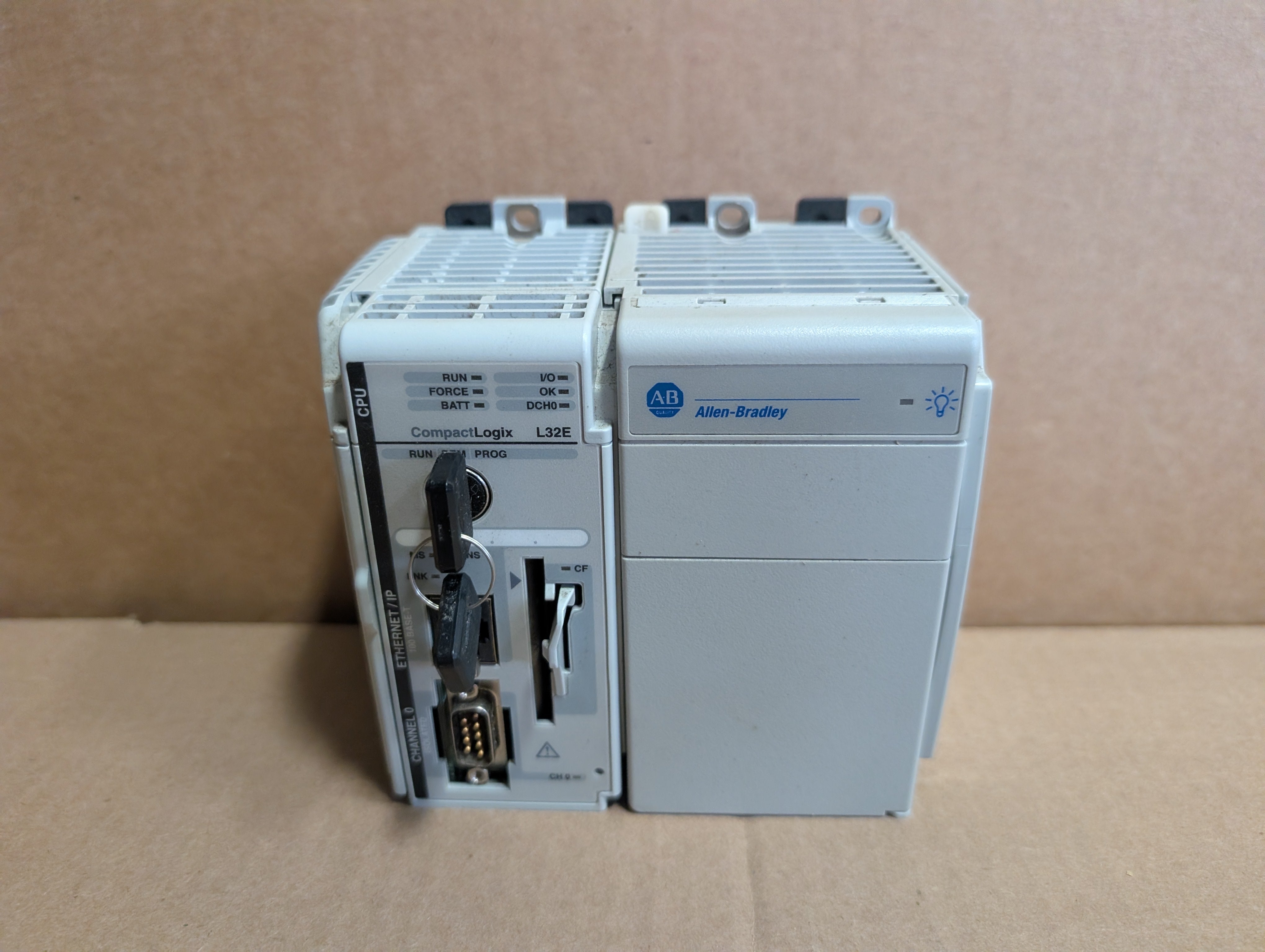 Allen Bradley Logix 5332E Processor 1769-L32E, Ser A, Rev. 1.15, & PA-2 Used