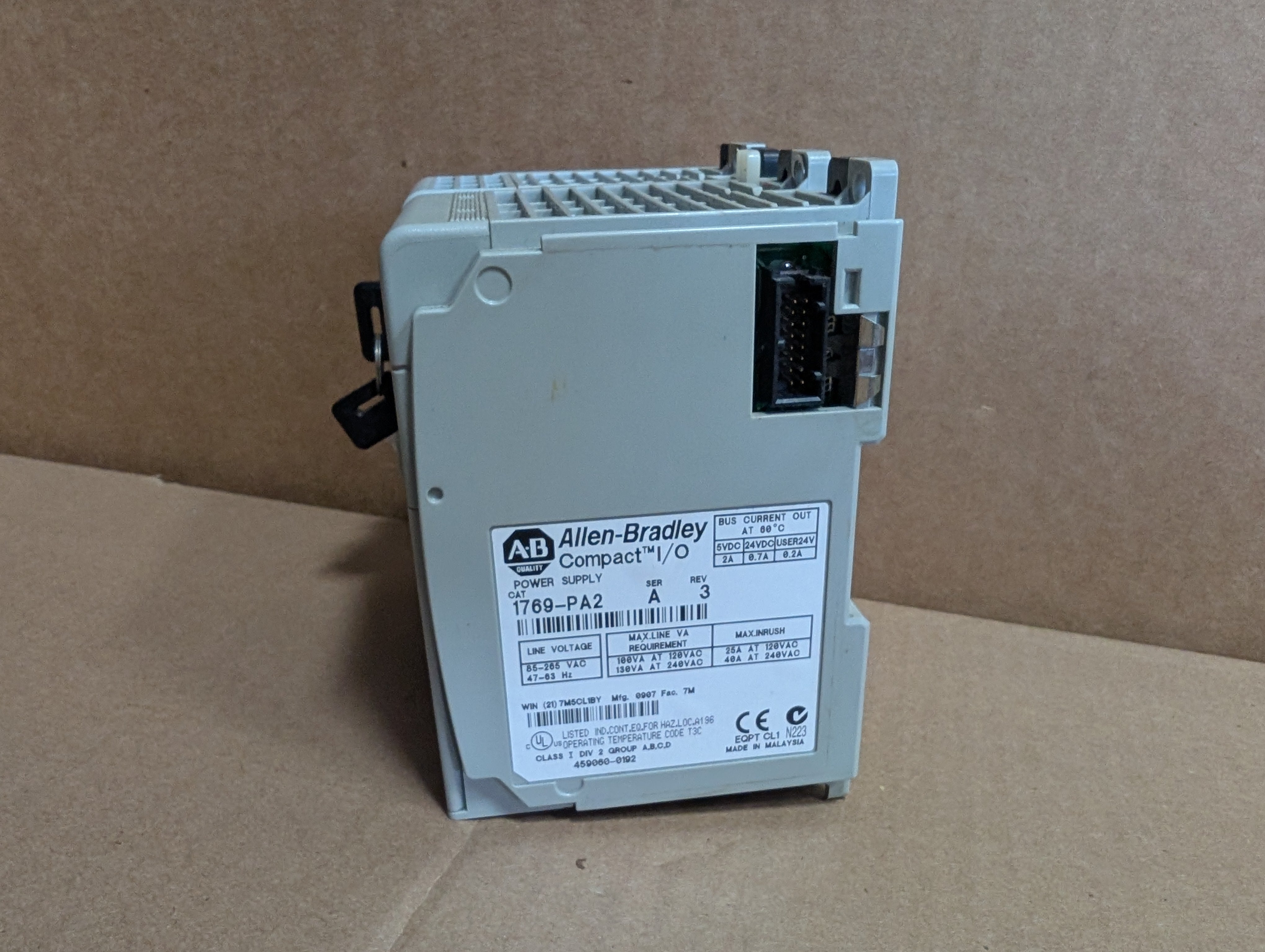 Allen Bradley Logix 5332E Processor 1769-L32E, Ser A, Rev. 1.15, & PA-2 Used