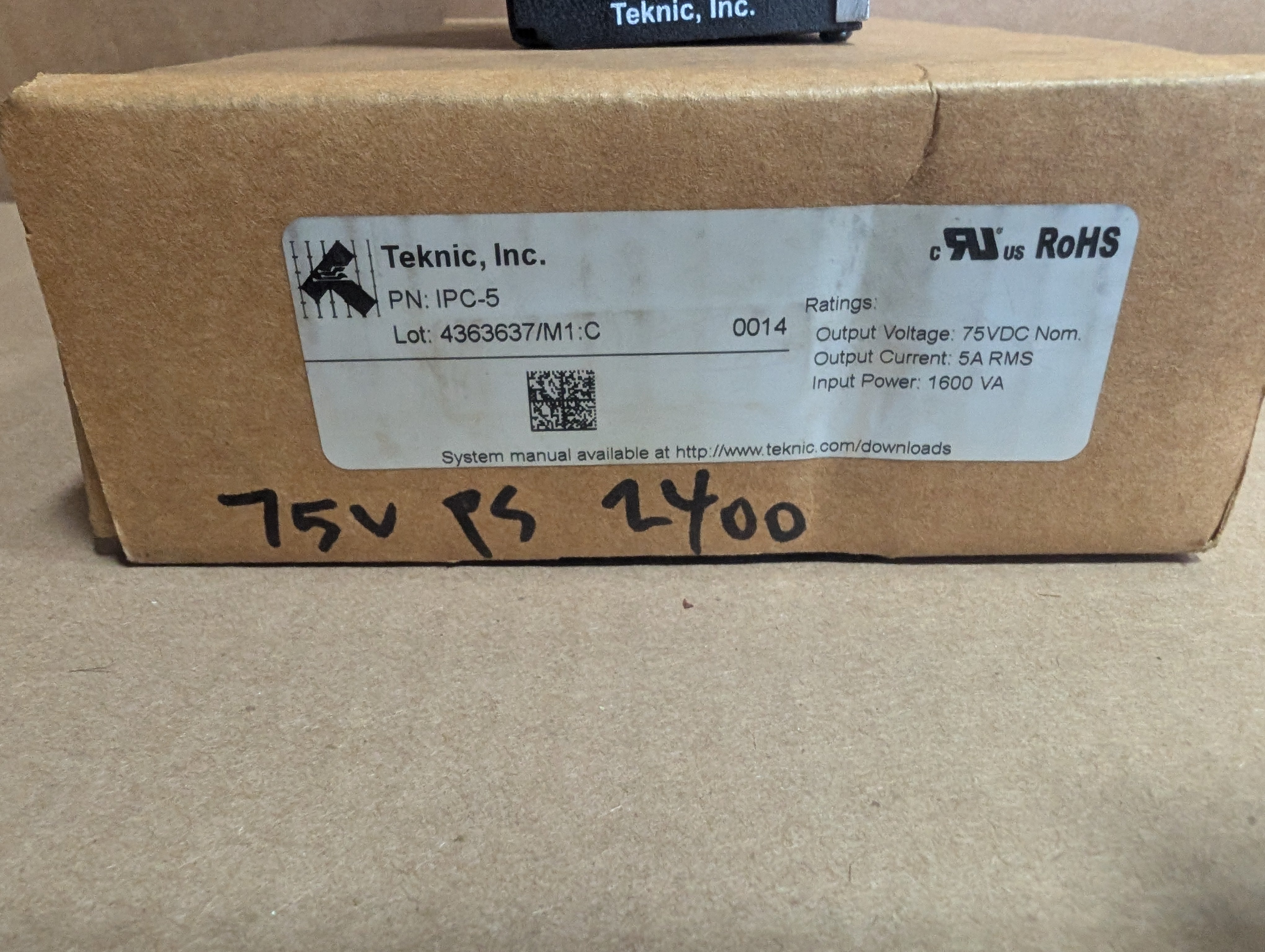 NEW Teknic IPC-5 75 VDC Power Supply New