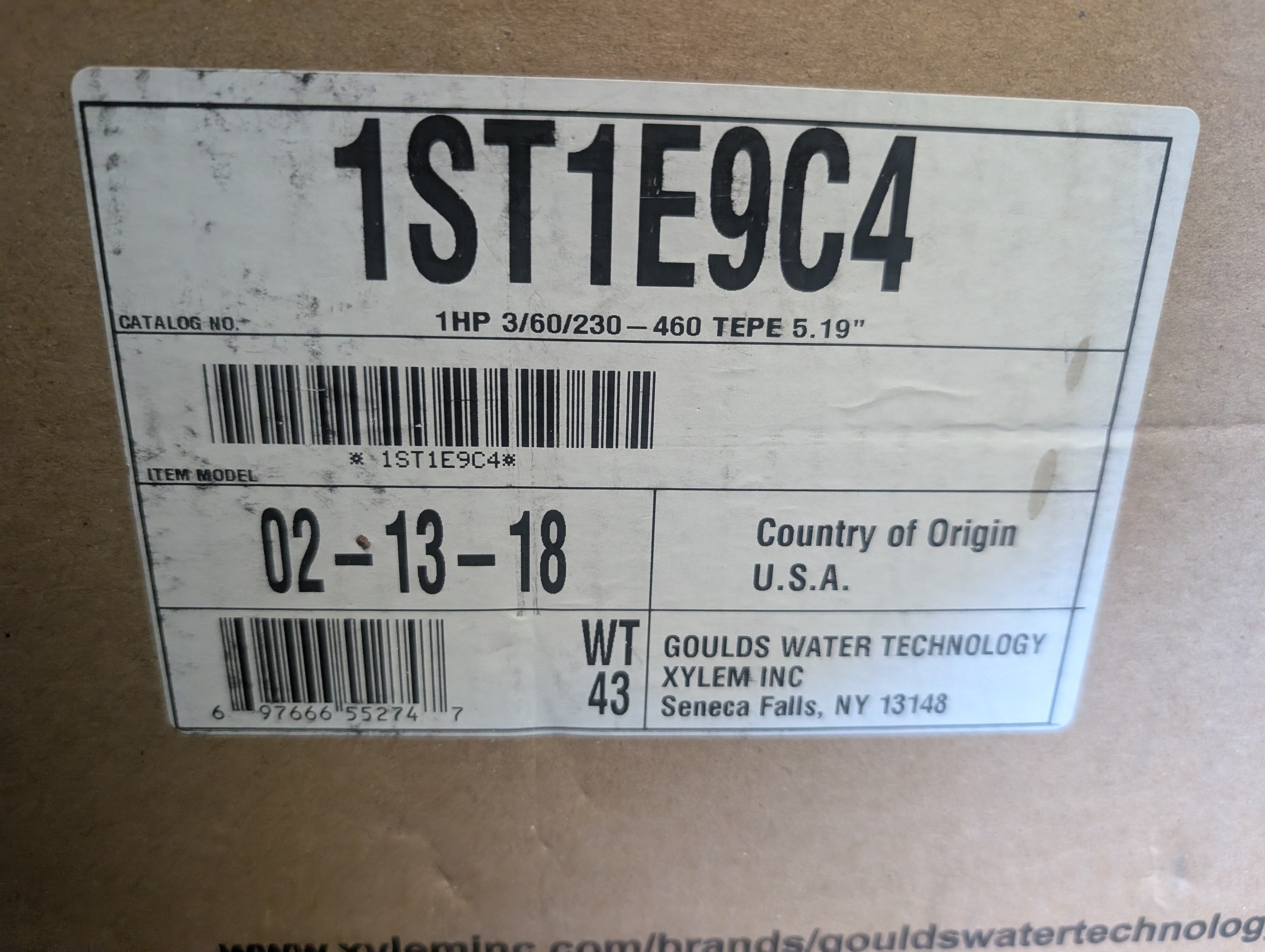 Goulds 1ST1E9C4 NPE Ser. Centrifugal Pump 1 HP 230/460 3 Ph 3500 RPM 1" NPT New