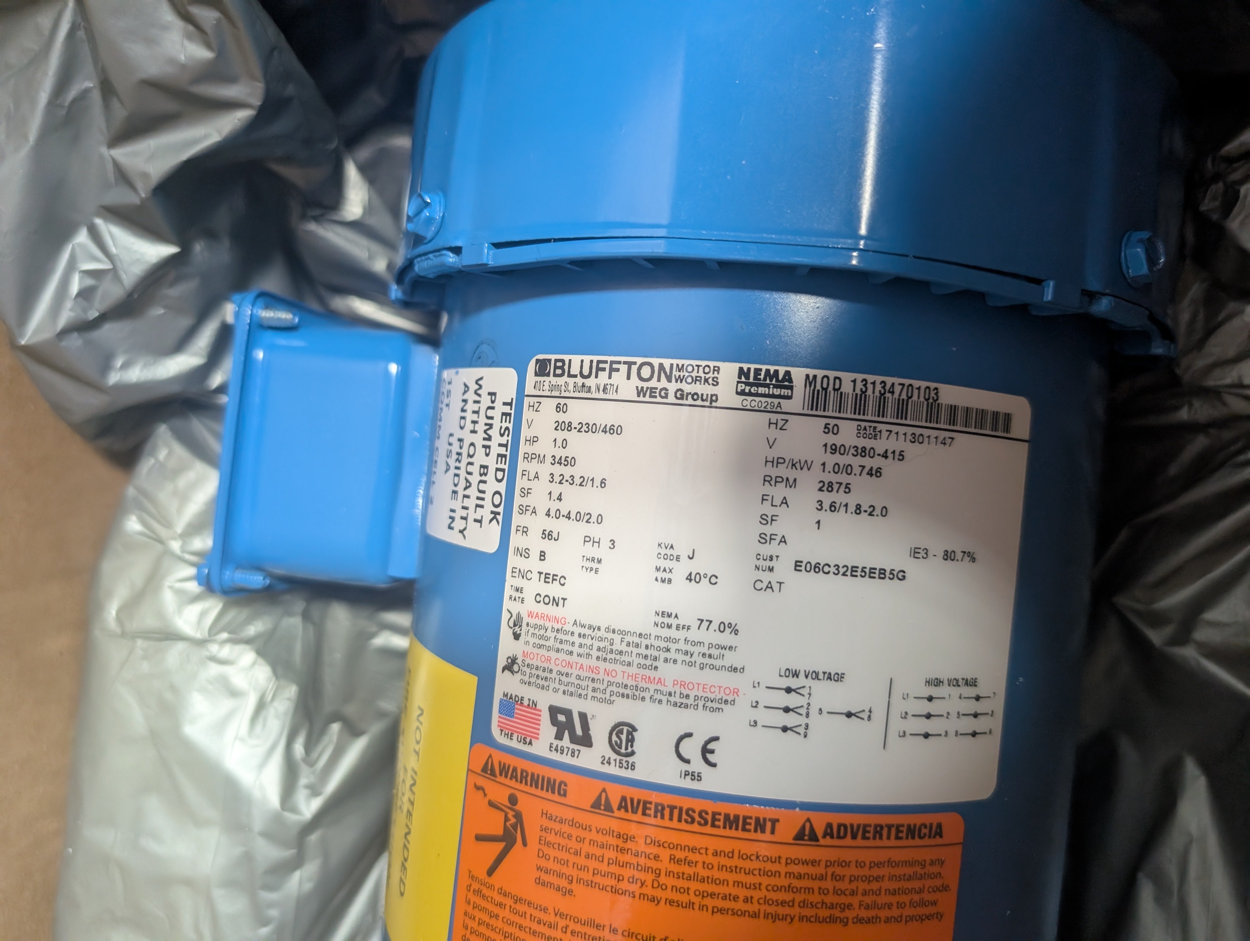 Goulds 1ST1E9C4 NPE Ser. Centrifugal Pump 1 HP 230/460 3 Ph 3500 RPM 1" NPT New