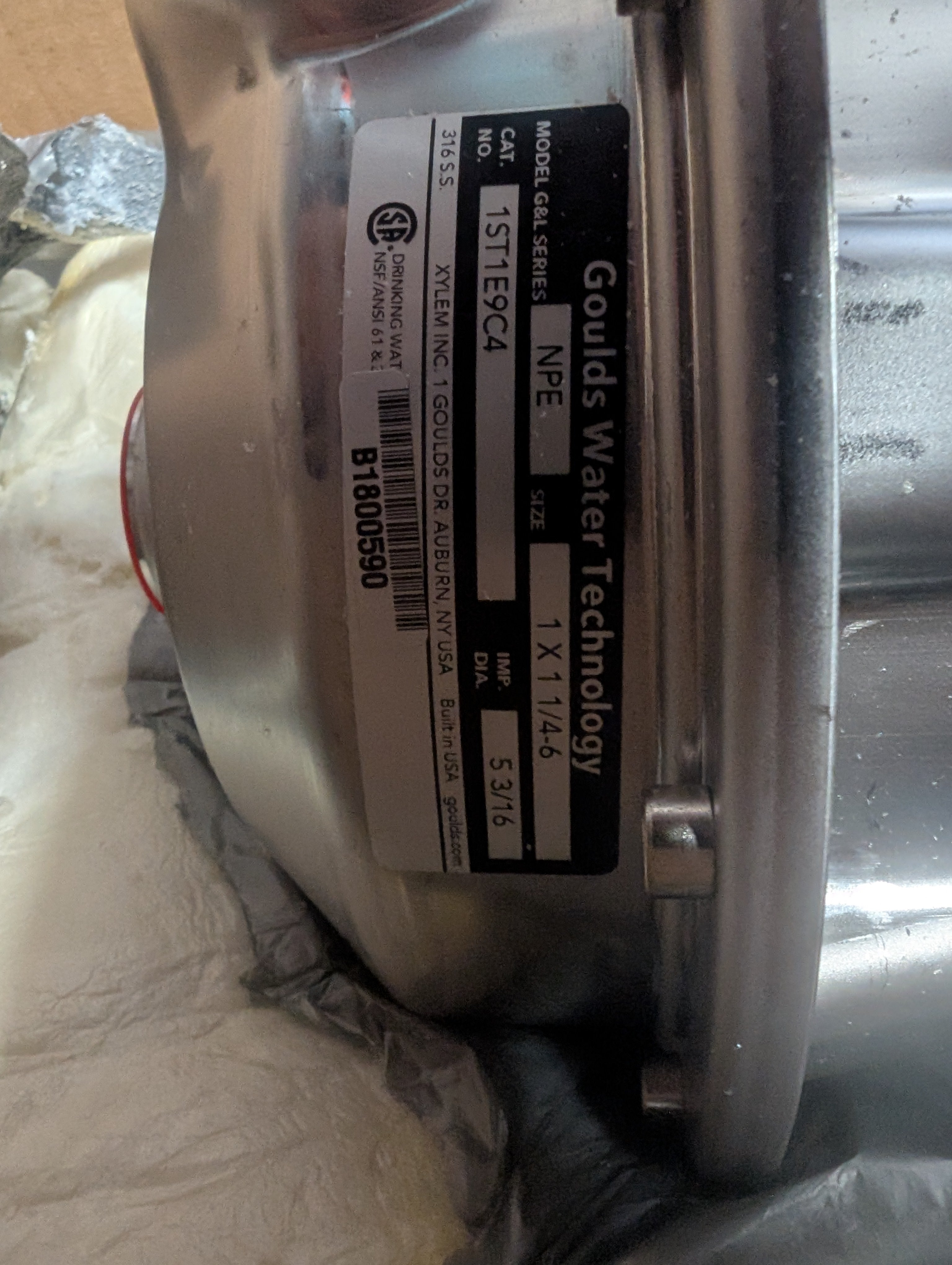Goulds 1ST1E9C4 NPE Ser. Centrifugal Pump 1 HP 230/460 3 Ph 3500 RPM 1" NPT New