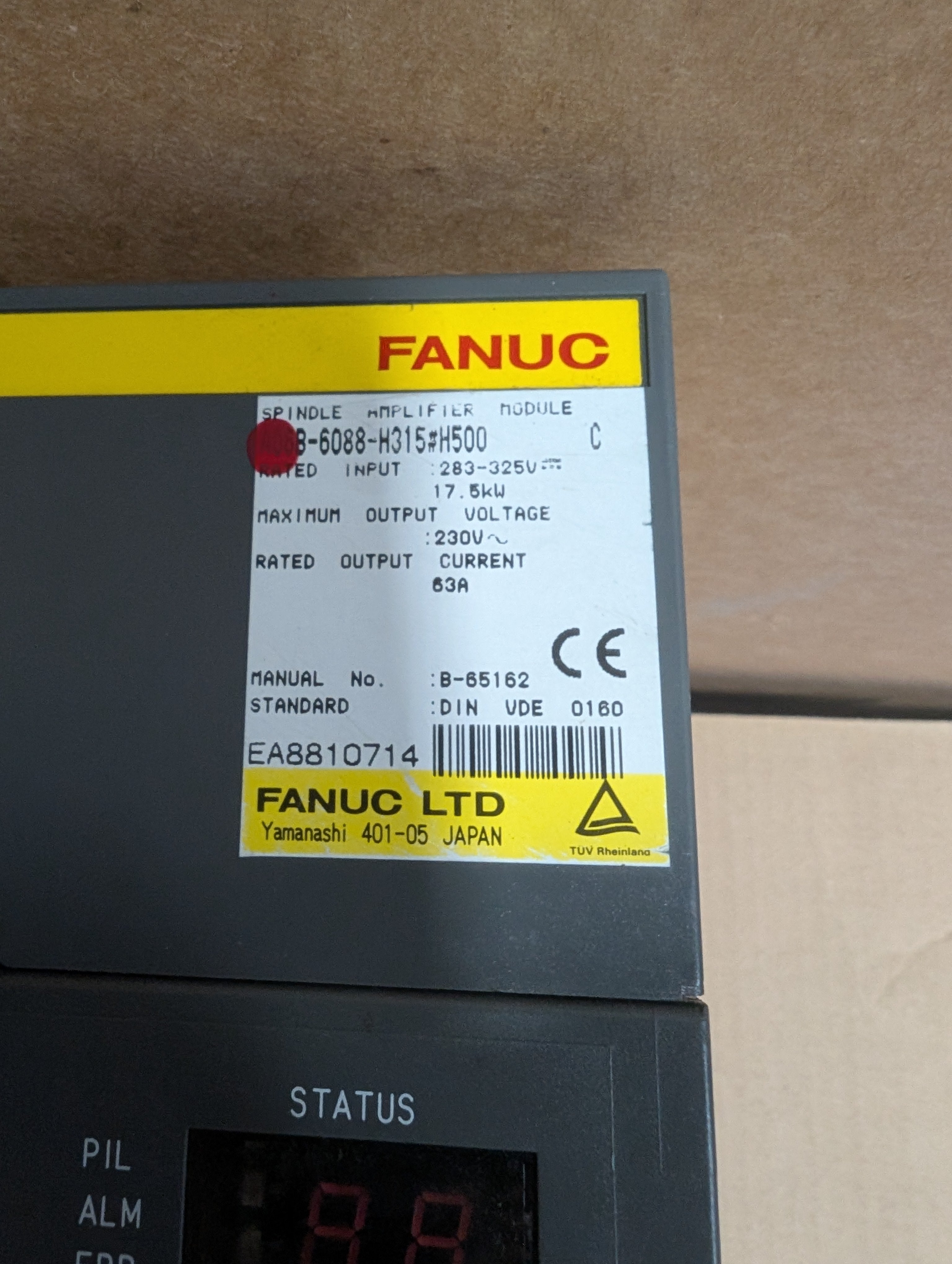Fanuc A06B-6088-H315 C Spindle Amplifier 17.5 kW 230V In 63A 230V Out Used