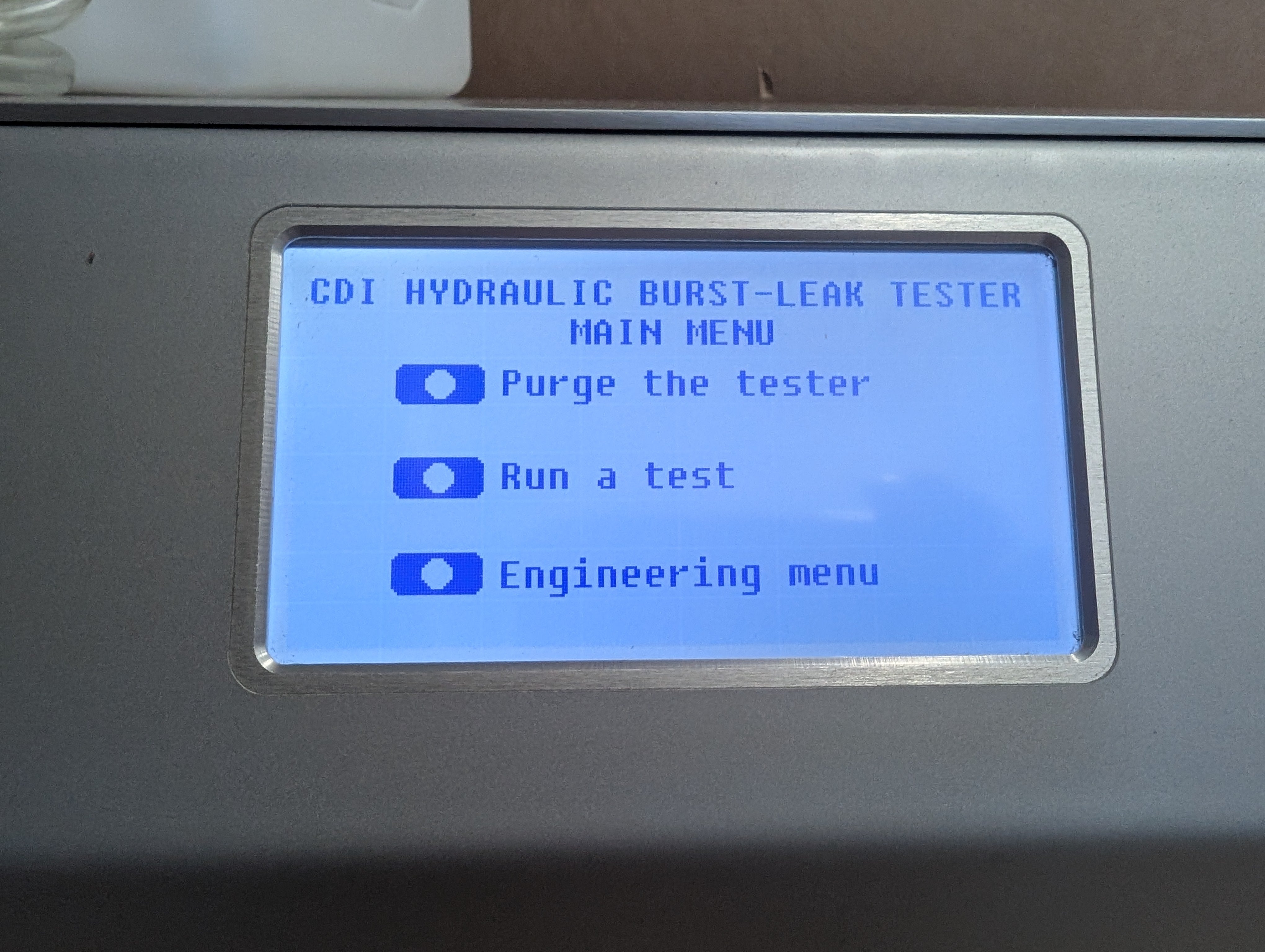 Crescent Design HBLT 2000 Hydraulic Burst and Leak Tester 2,000 psi Used