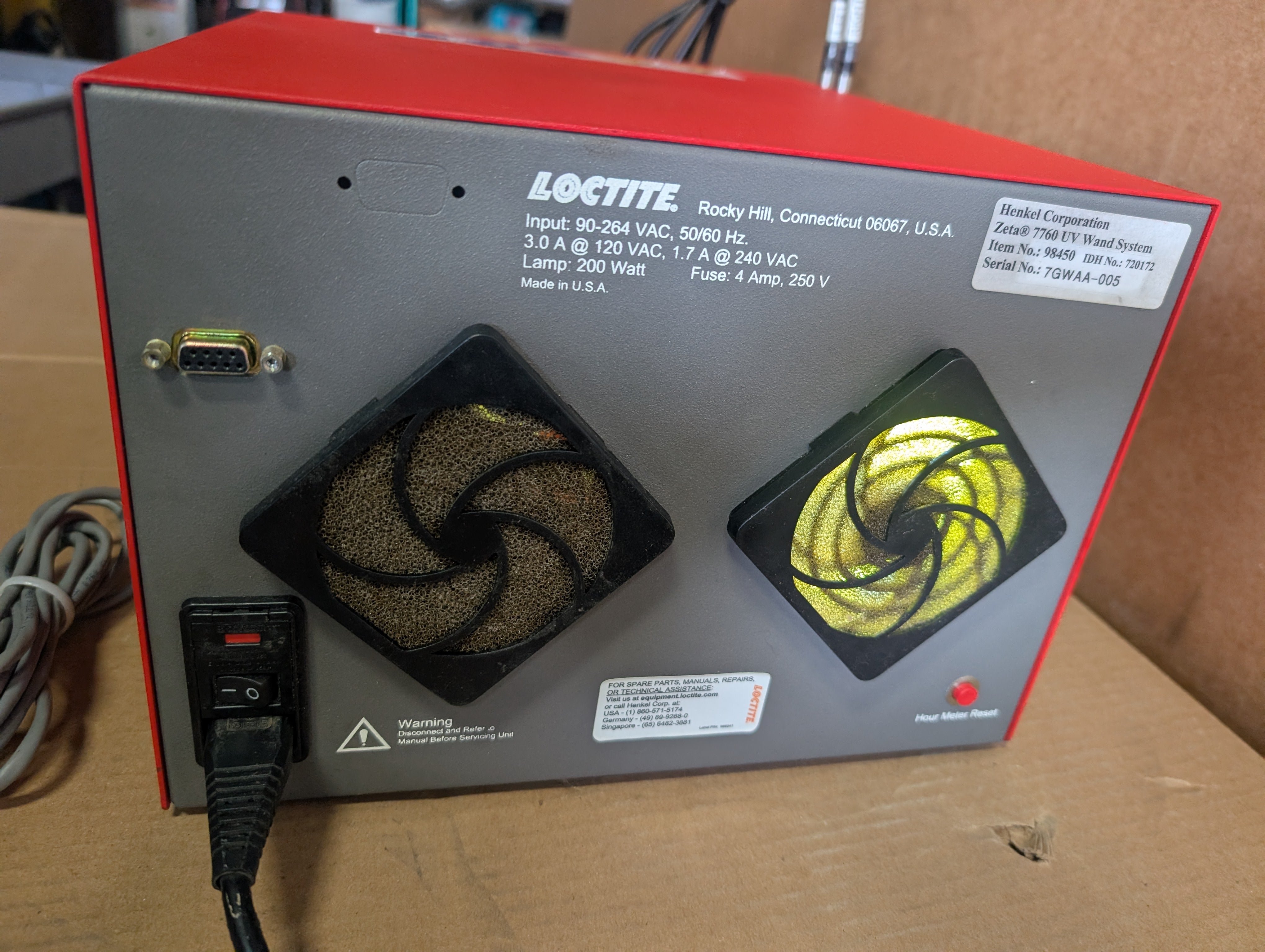 Loctite Zeta 7760 Henkel 98450 Dual UV Wand System w/Foot Switch & UV Pedal Used