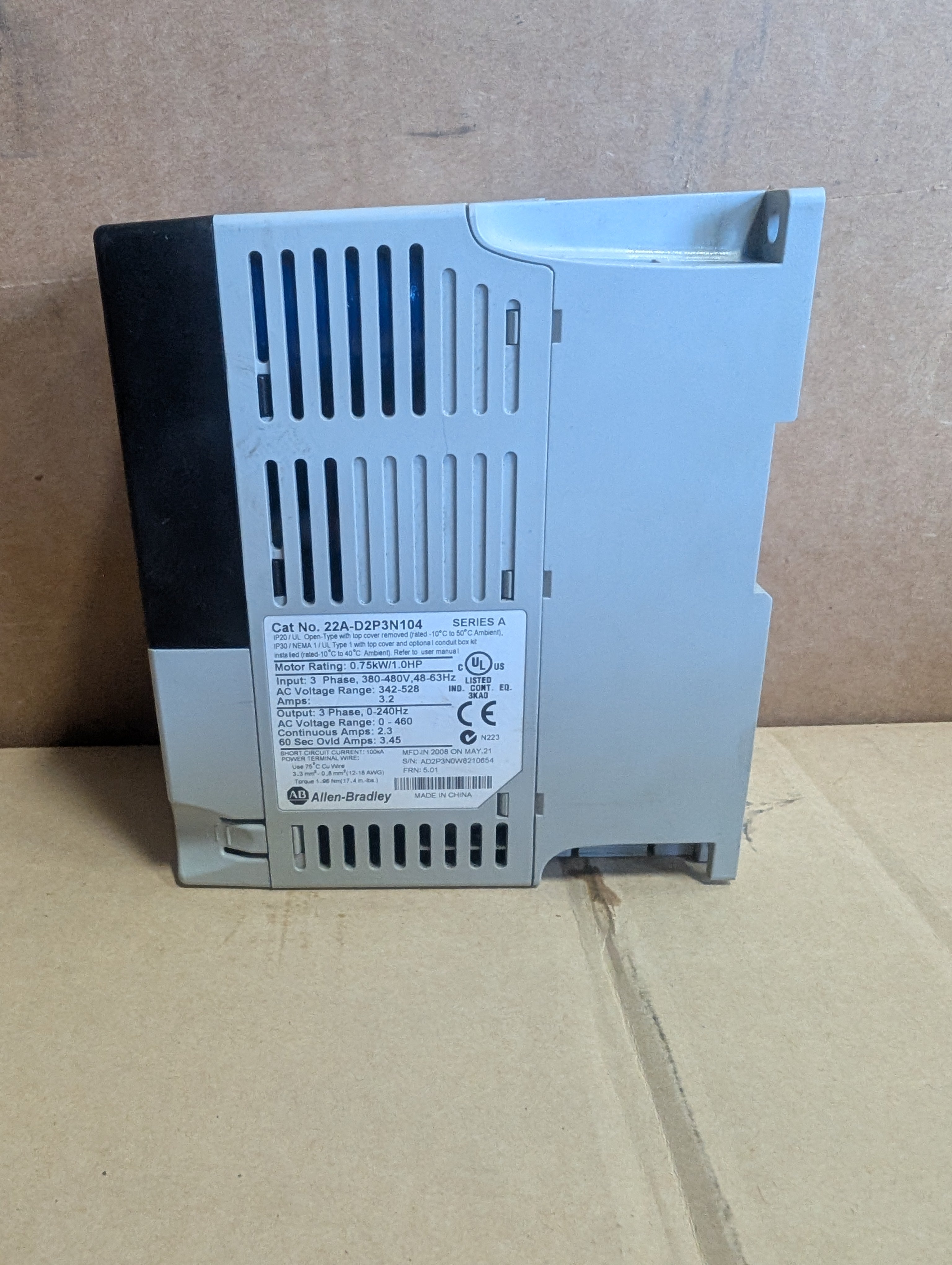 Allen Bradley 22A-D2P3N104 Series A 1 HP 480V 3PH  Used
