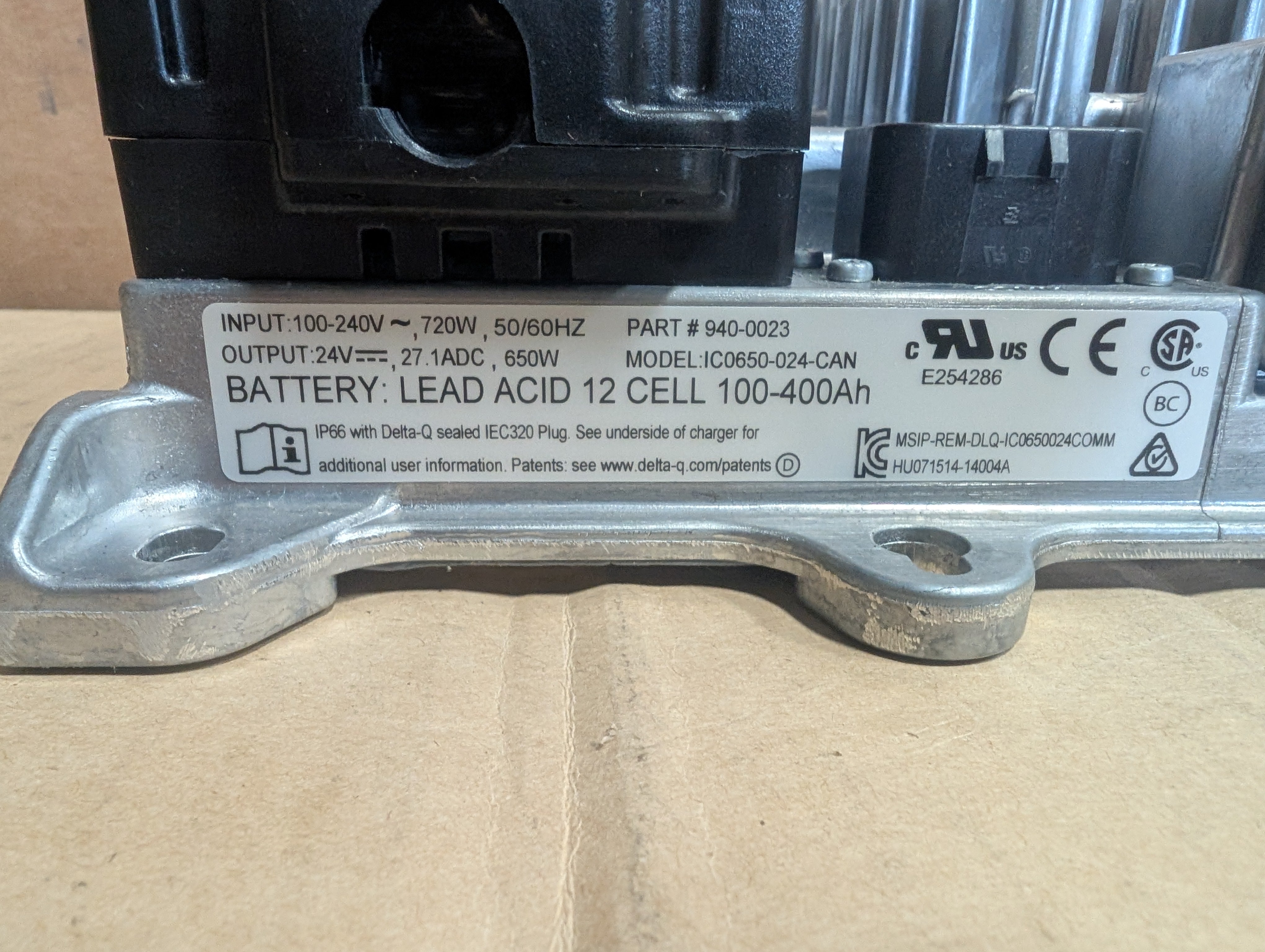 Delta-Q 940-0023 Battery Charger 24V 100-400 Ah IC650 New