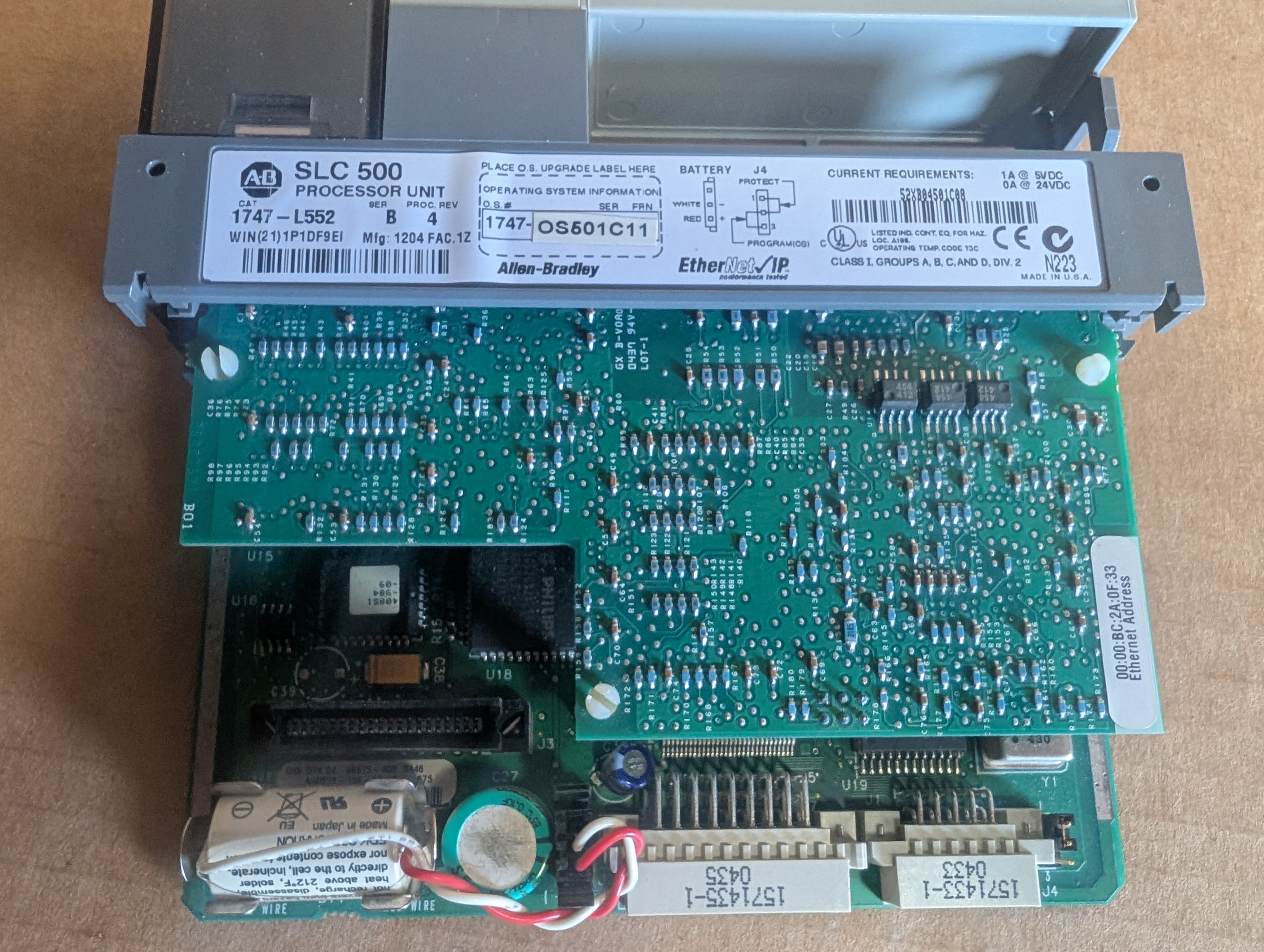 Allen-Bradley 1747-L552 SER B Rev 4 SLC500 Processor Unit 1747-OS501 C/11 Used