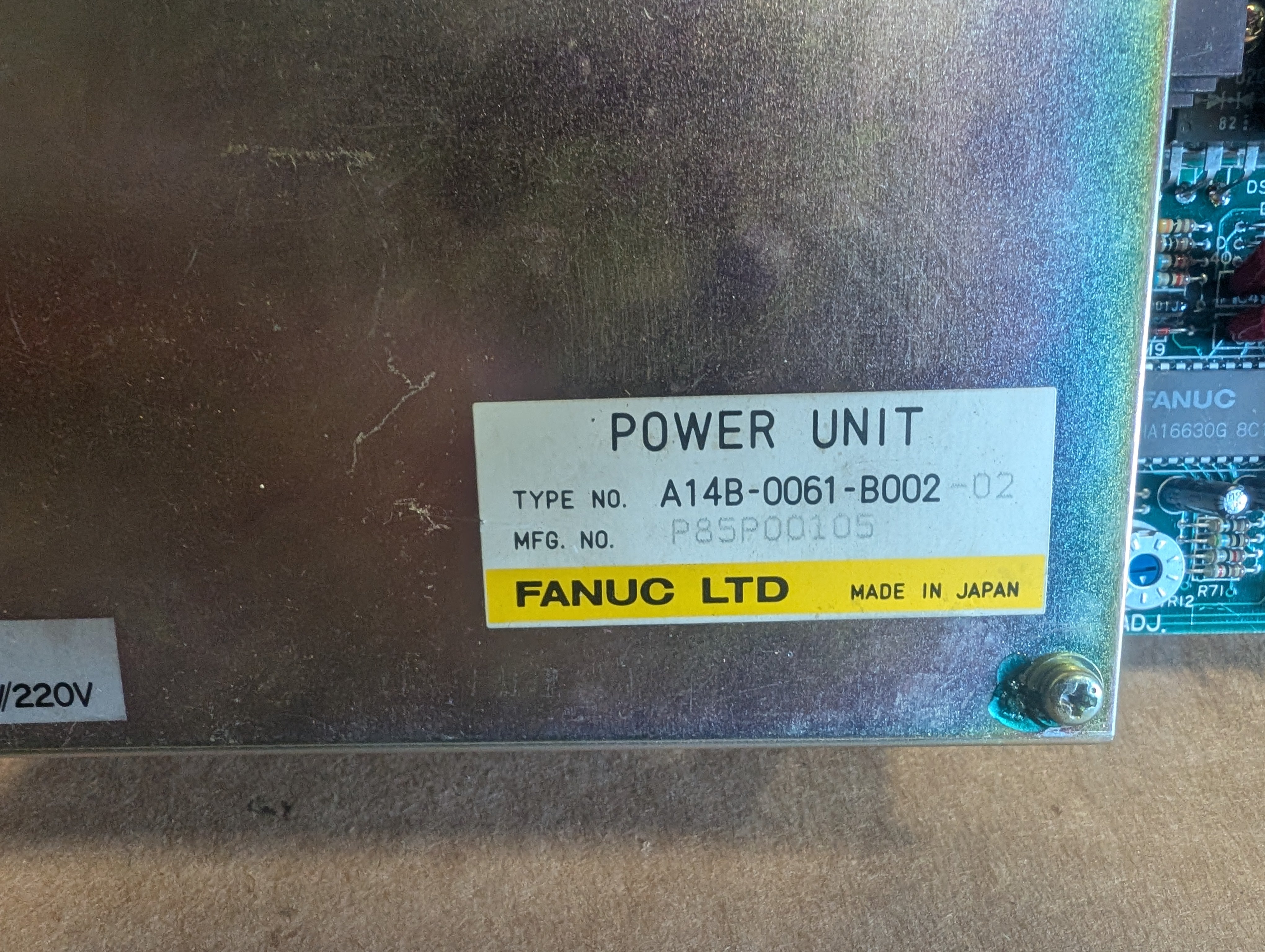 Fanuc A14B-0061-B002-02 Power Unit, F6 200/220V A20B-1000-0030/07A Used