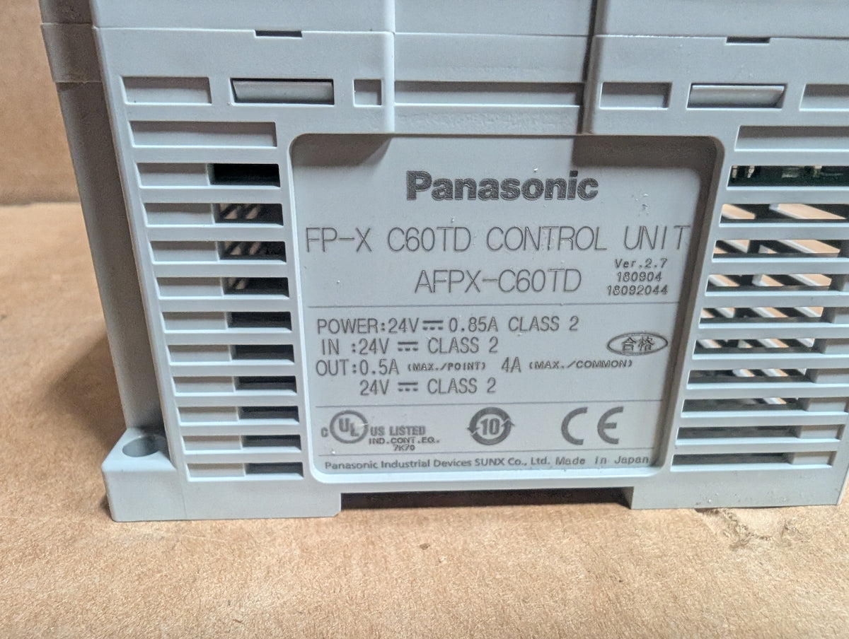 Panasonic AFPX-C60TD, RTD2, COM2 Control & Modules Used
