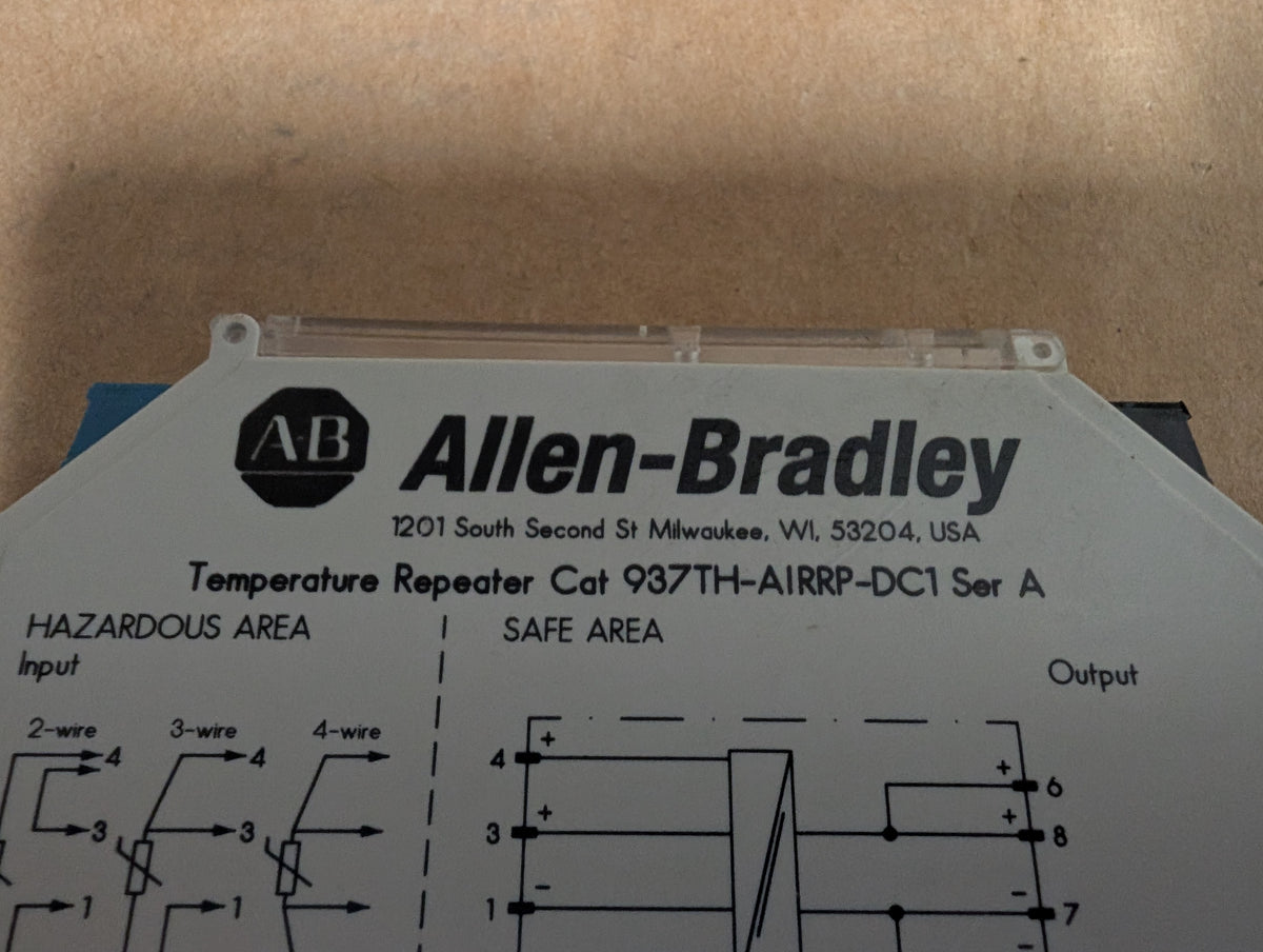 Allen Bradley 937TH-AIRRP-DC1 Intrinsic Safety Isolator Temp Repeater 24VDC Used