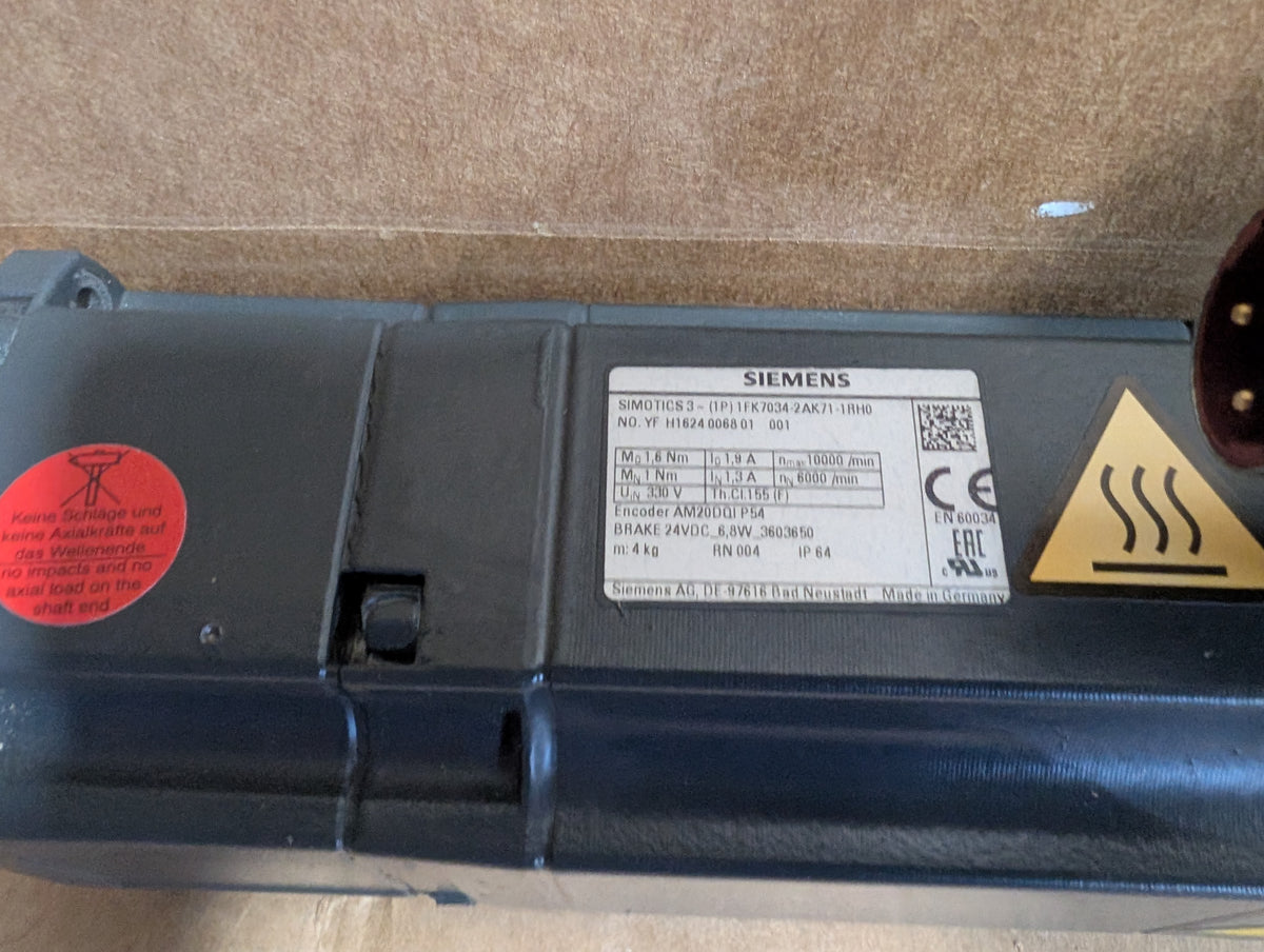 Siemens Simotics 1FK7034-2AK71-1RH0 Servo Motor Used