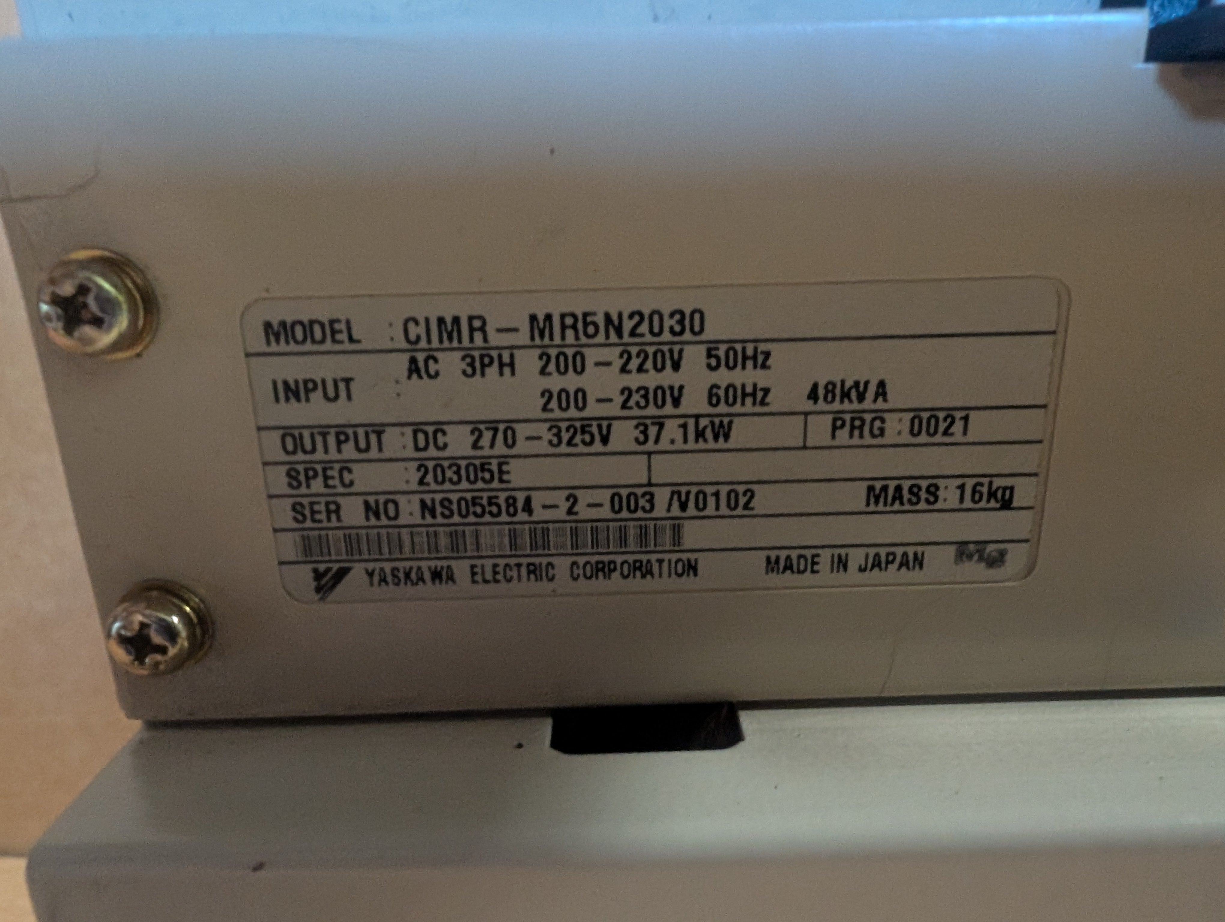 Yaskawa CIMR-MR5N2030 30kw 3PH 200V Class Converter VS-656 MR5 Servopack Used