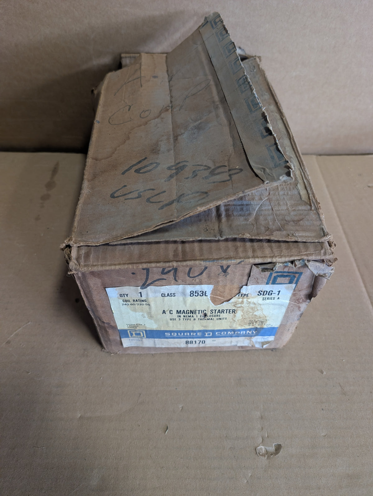 Square D Size 2 3PH 3 Pole Contactor Starter 8536SDG1 Coil 240V 25HP 45A NOS
