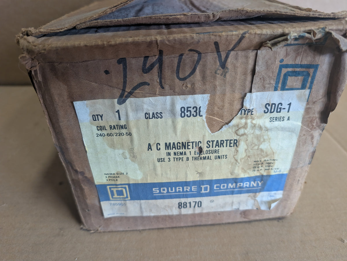 Square D Size 2 3PH 3 Pole Contactor Starter 8536SDG1 Coil 240V 25HP 45A NOS