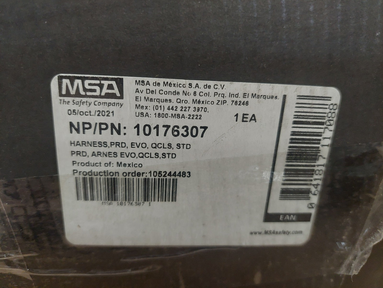 MSA 10176307 Personal Recue Device w/ Evotech Harness, QC Leg Straps 10/21 New
