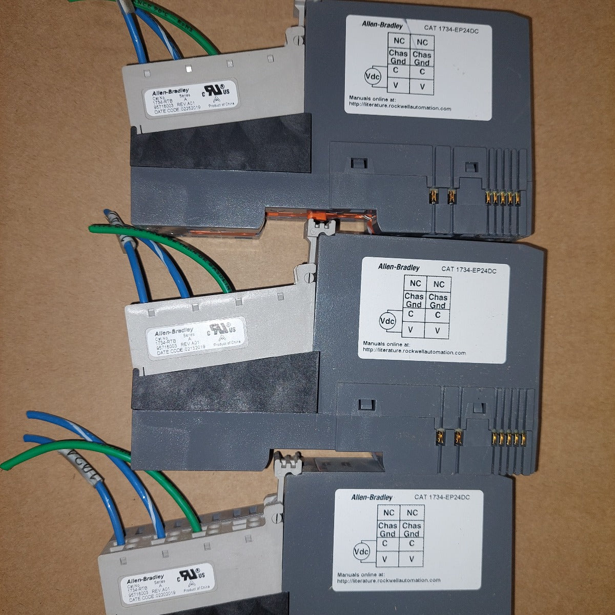 (3) 2019 Allen Bradley 1734-EP24DC 24V Power Supplies & RTB Modules Used