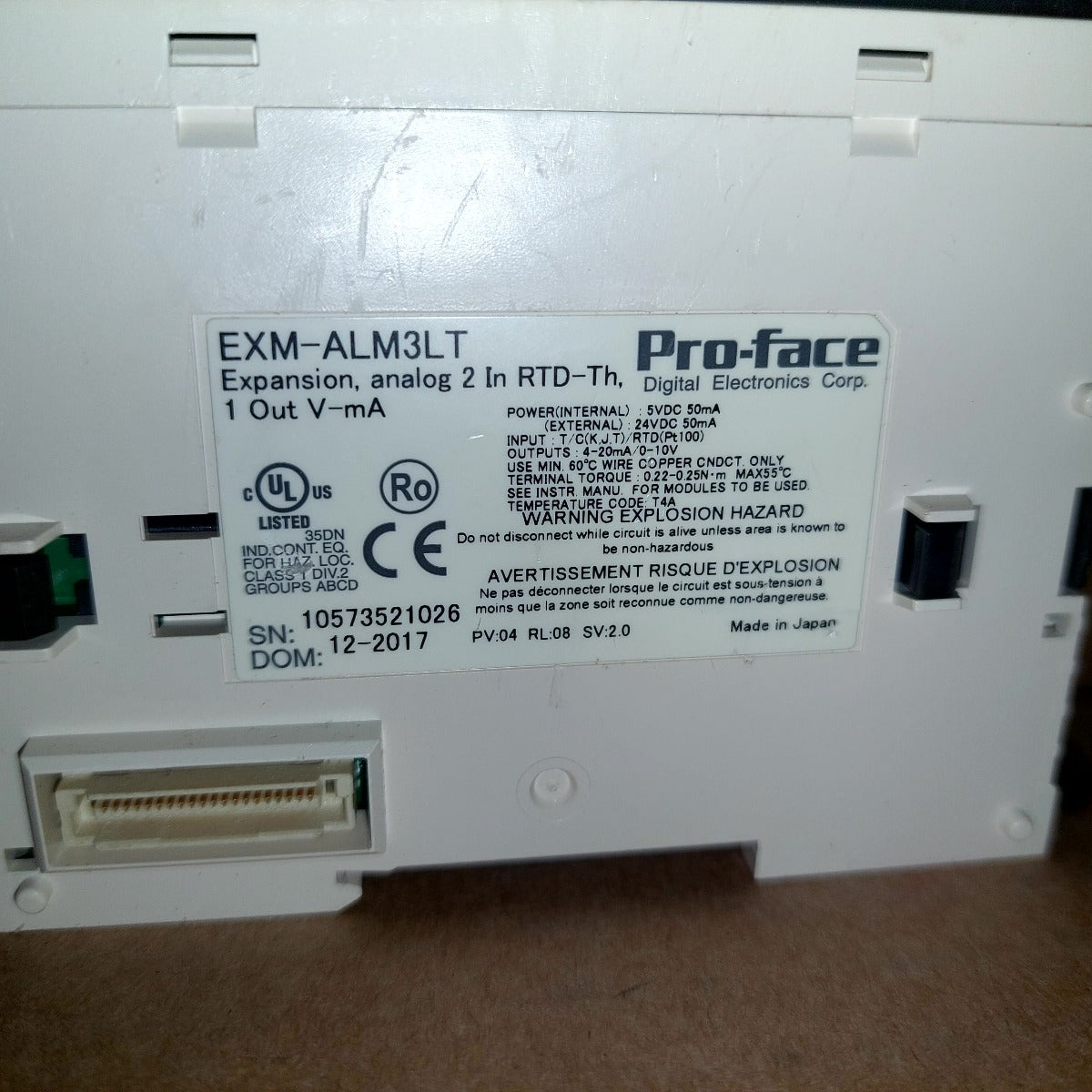 Pro-Face EXM-ALM3LT Analog I/O Expansion Module 2-Ch TC RTD PT100 In Used