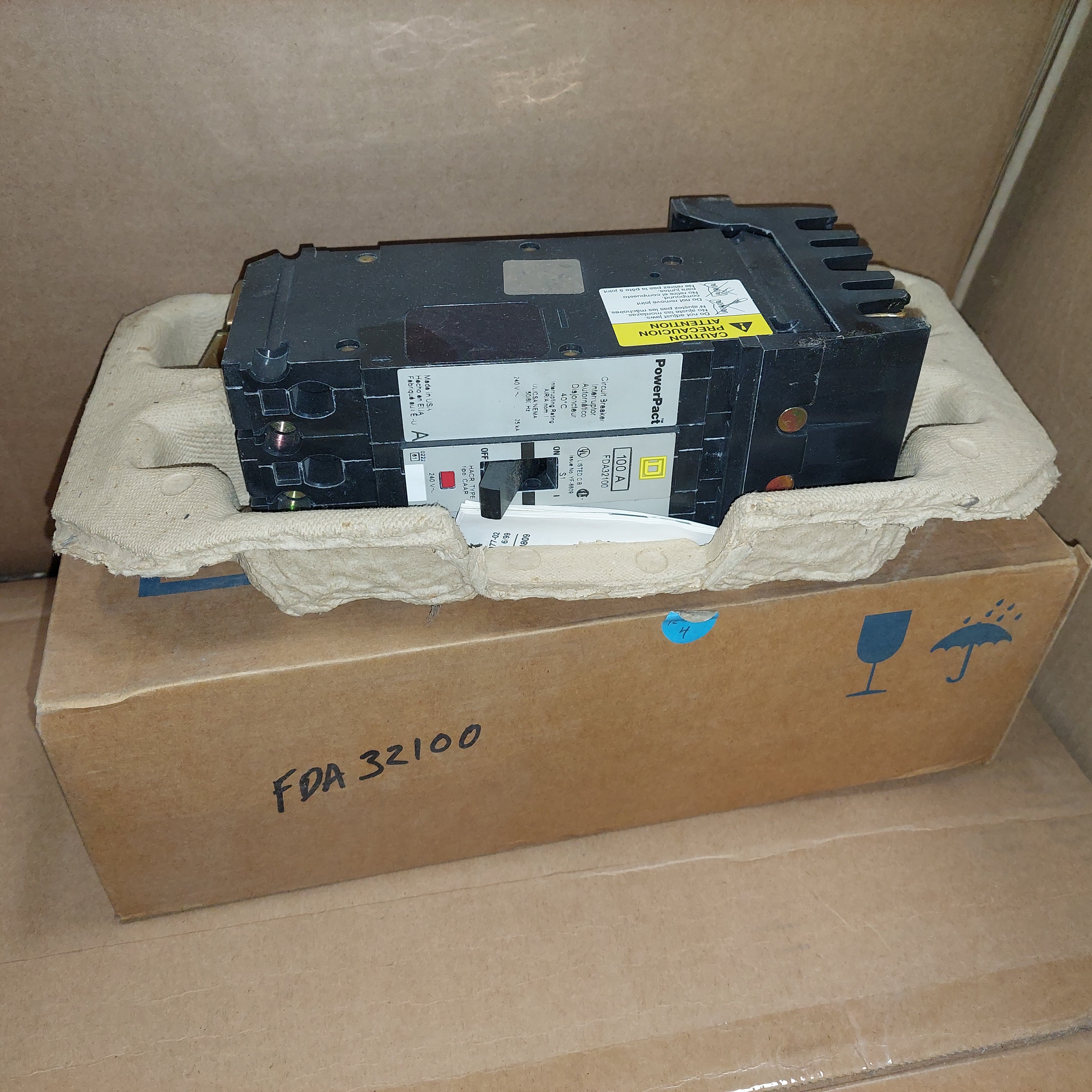 Square D FDA32100 100A 240V 3P Circuit Breaker New in Sealed Box