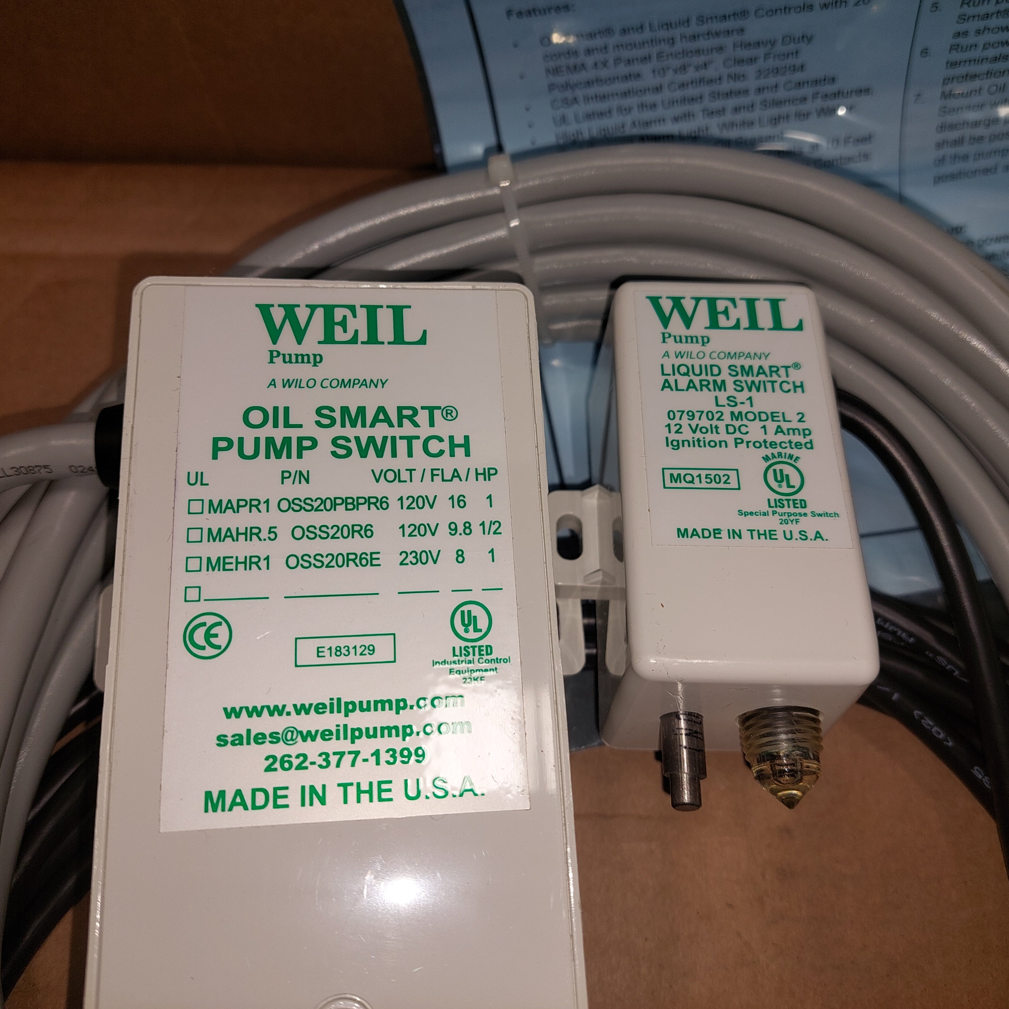 Weil 220.130.442 Oil Smart Simplex OSSIM-30 Pump Control Sensors 115-230V New