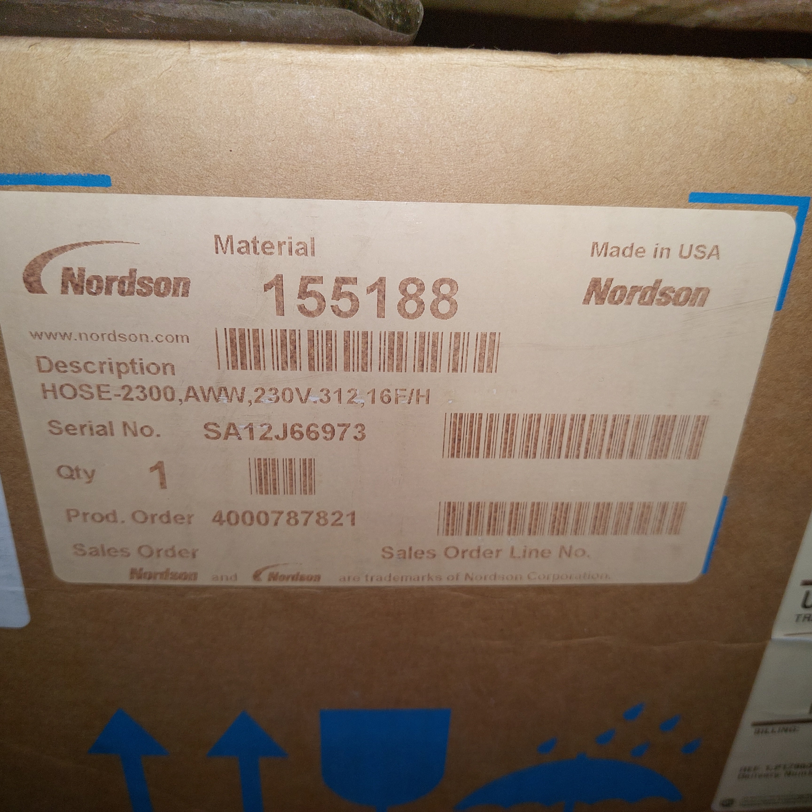 Nordson 155188 Hose-2300, AWW, 230V, .312 16F/H New