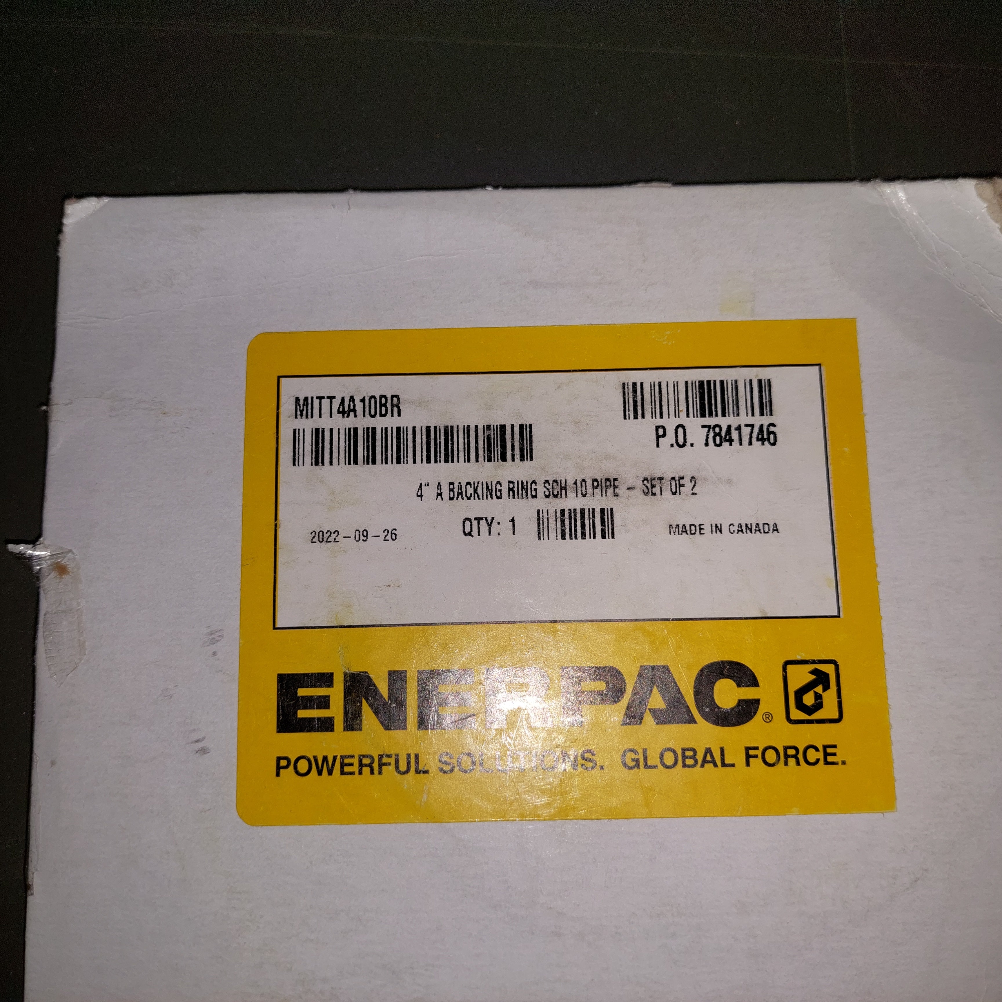 Enerpac MITT4A10BR 4" A Backing Ring SCH 10 Pipe - Set of 2 New