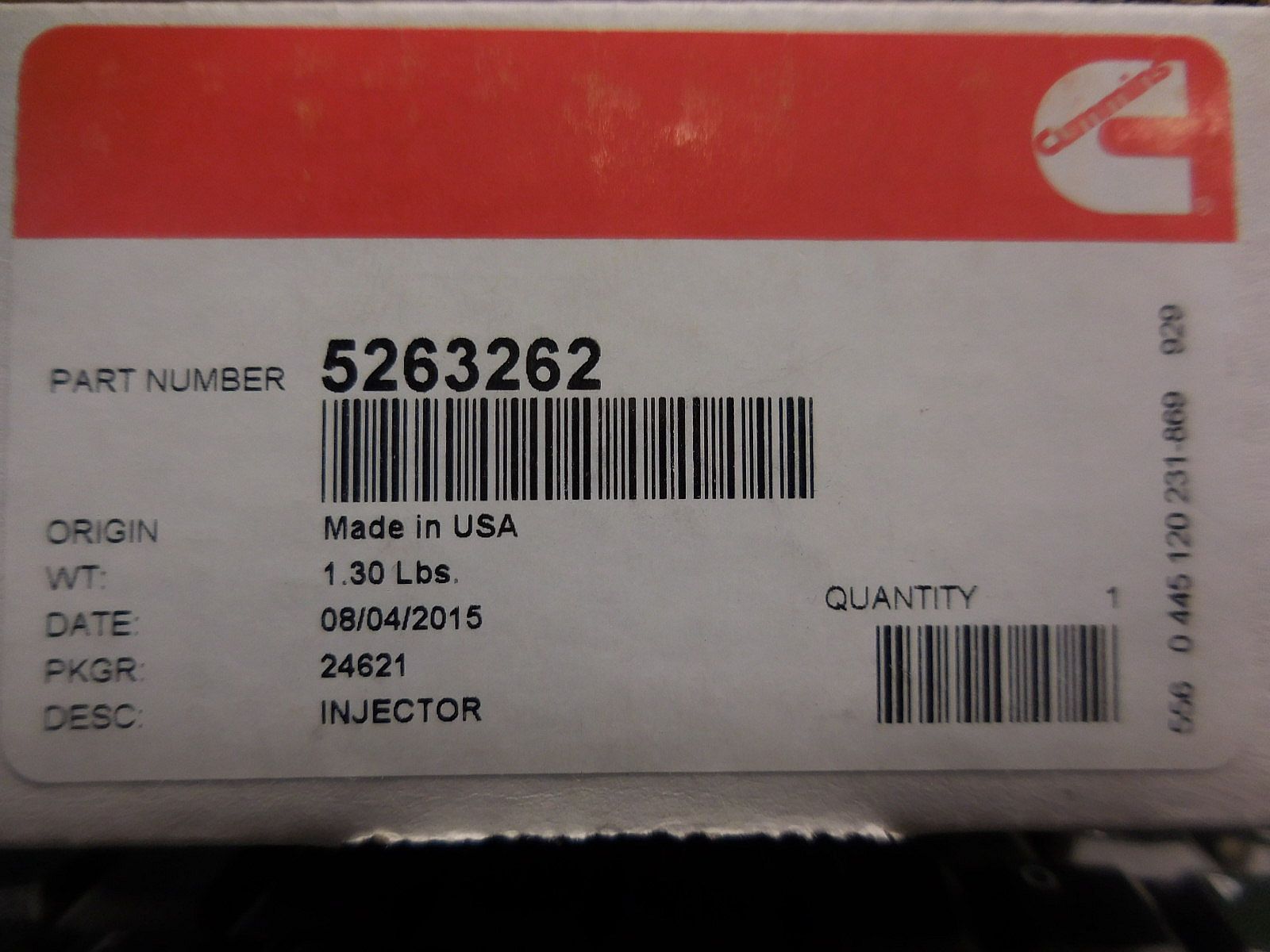 Cummins QSB 6.7 Industrial Marine 5263262 Injector 2015 (No Core Charge) New