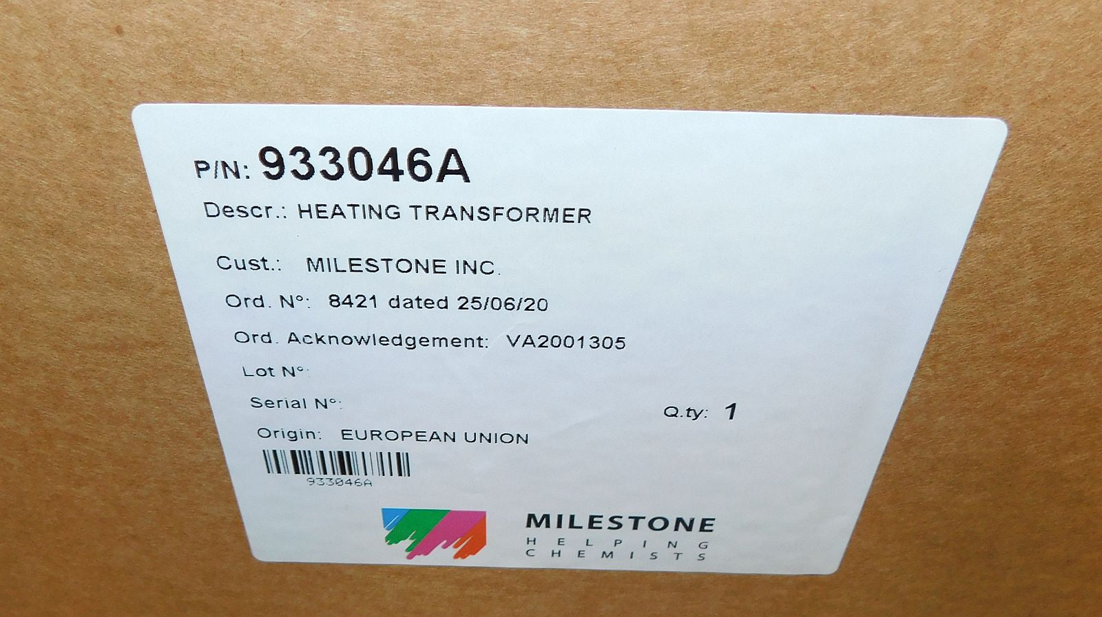 Milestone 933046A Heating Transformer 230V 4.6V  New