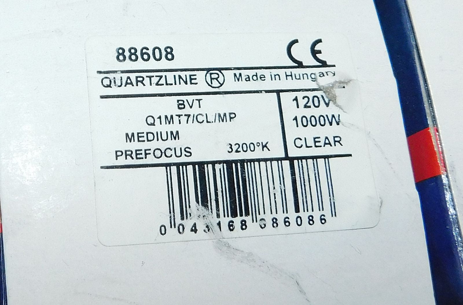 Case of (6) GE Quartzline  88608  BVT-Q1MT7/CL/MP 1000W 120V New