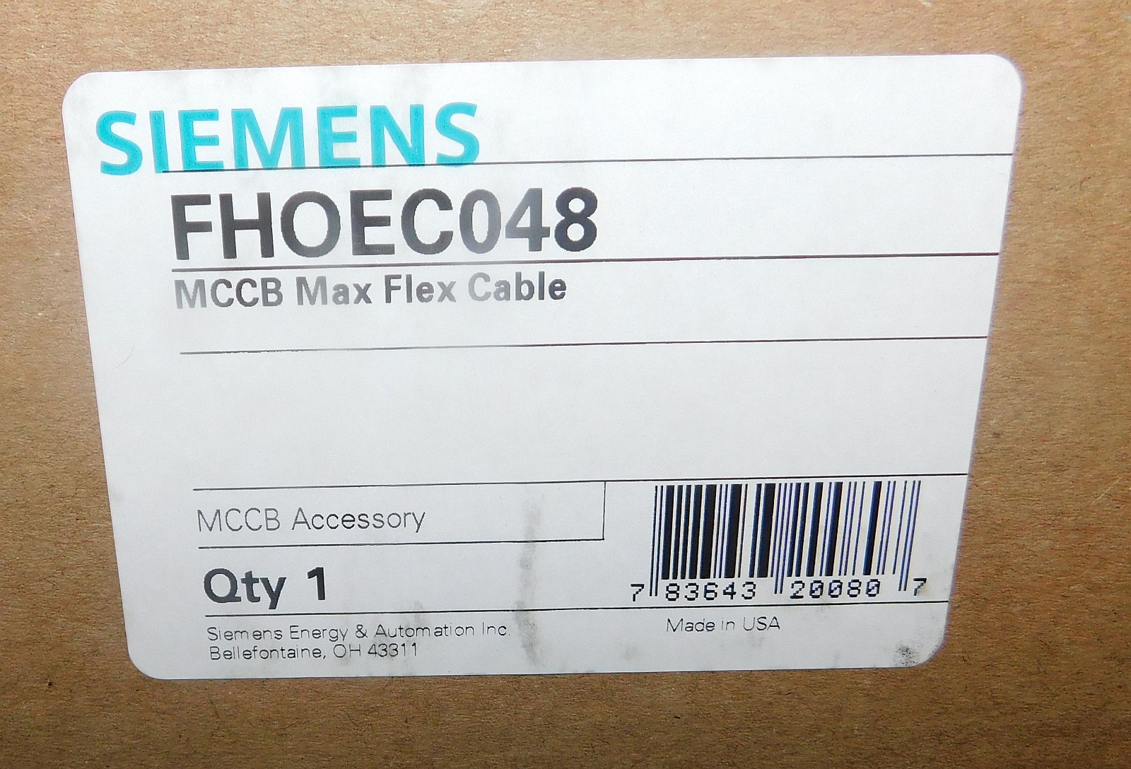 Siemens FHOEC048 MCCB Max Flex Cable 48" New