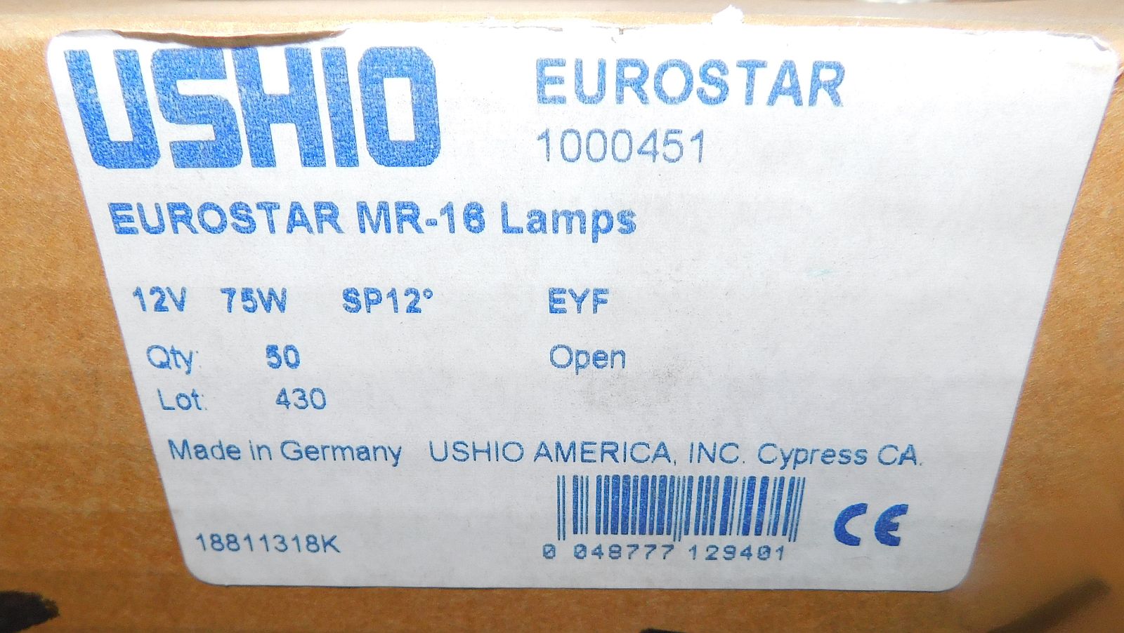 (1) Case of 50 Ushio EYF 1000451 12V 75W Bulbs New