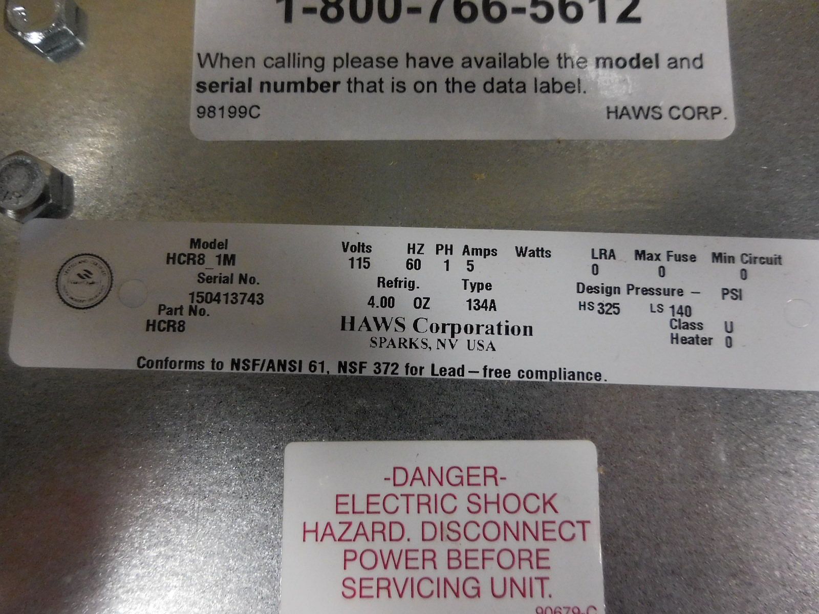 Haws HCR8 8 GPH Remote Water Chiller New