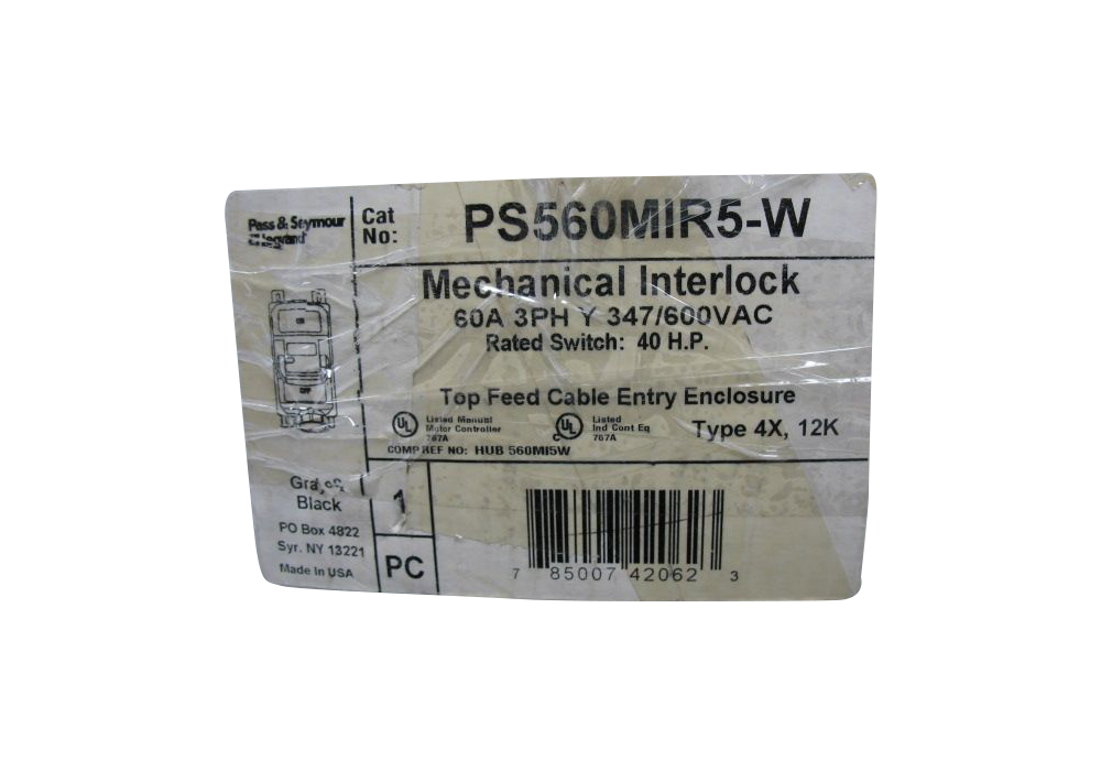 PASS & SEYMOUR PS560MIR5-W, 60A 4P5W 3 PH 347/600V Mechanical Interlock New